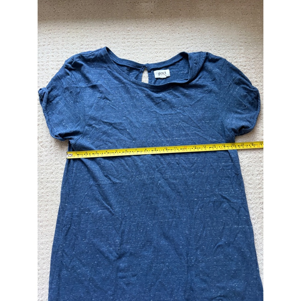 Pact T-Shirt Dress M Blue Organic Cotton Slub Knit Minimalist Coastal Casual - Picture 3 of 6